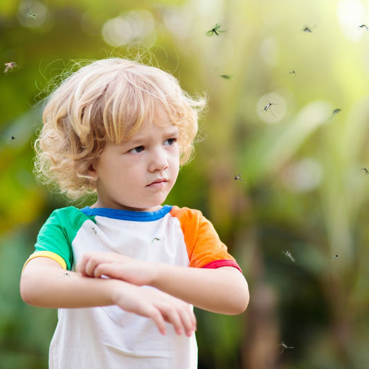 Kids surrounded by mosquitos