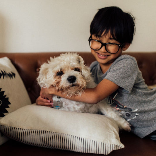 Boy with family dog