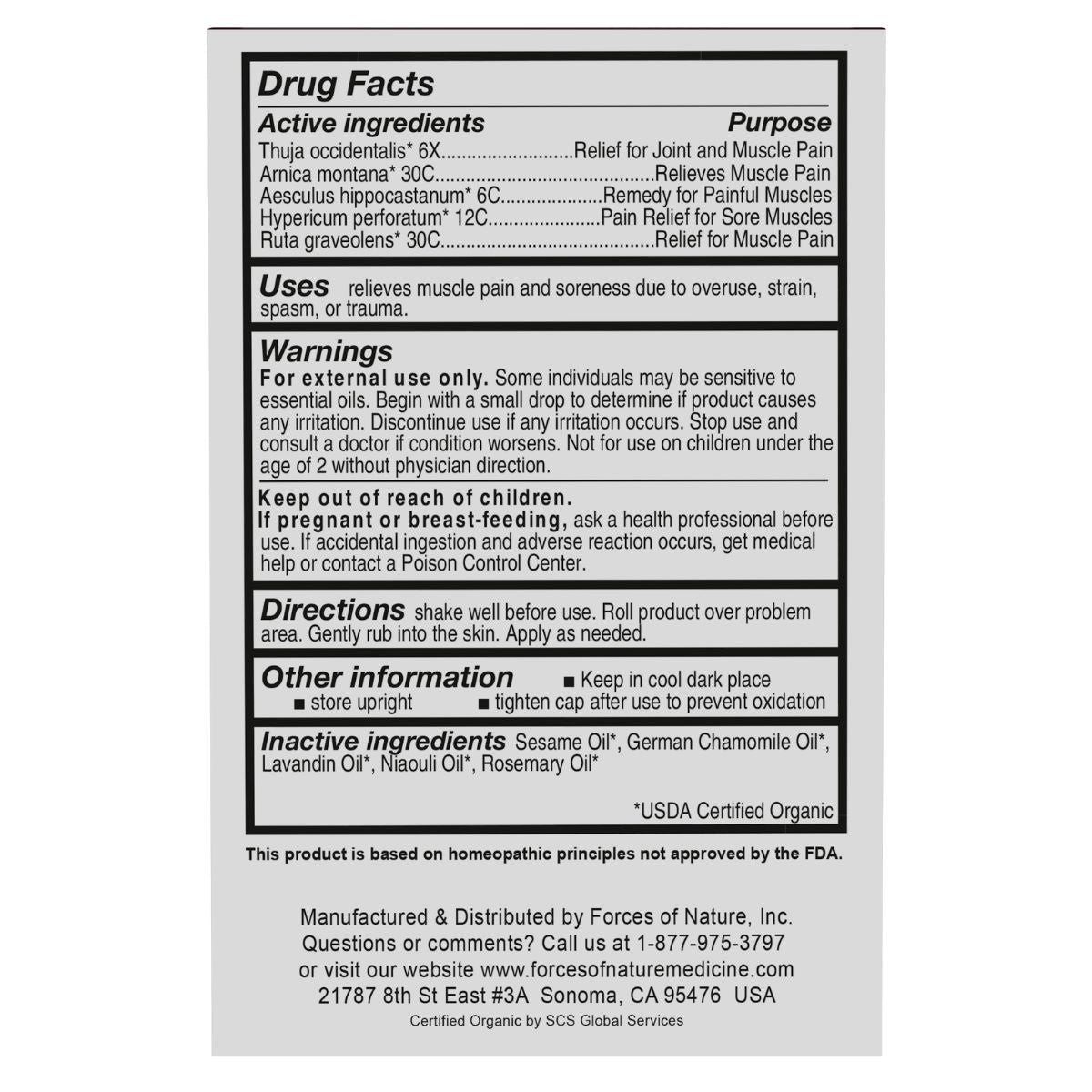 Natural Muscle Pain Relief Drug Facts