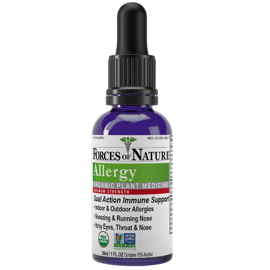 Forces of Nature Allergy Max Strength 30ml bottle - front view.