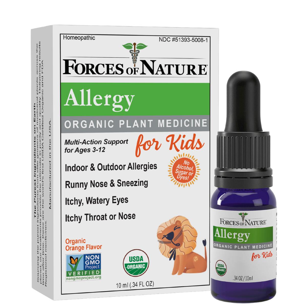Forces of Nature Allergy for Kids 10ml bottle - front view.