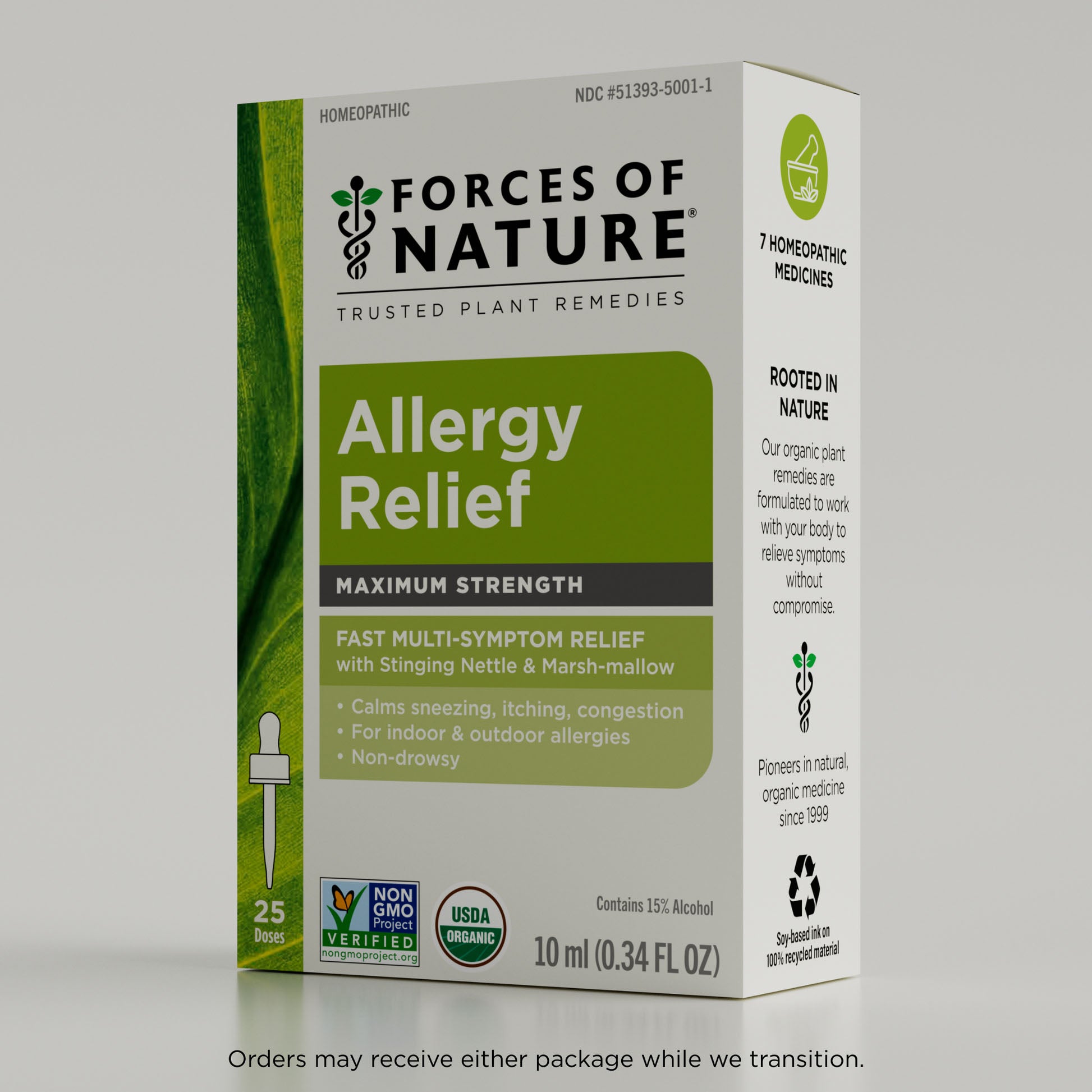 Box of Forces of Nature Allergy Relief on a gray background